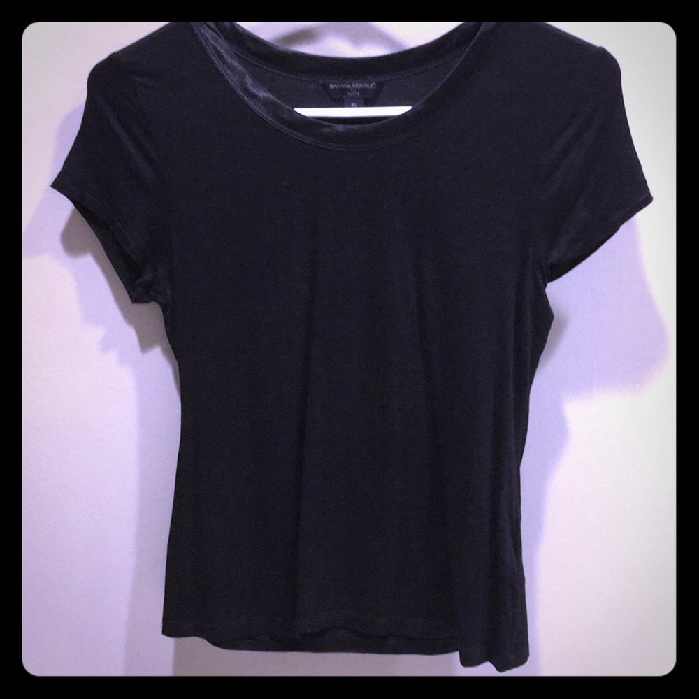 Layering Tee with Satin Neckline